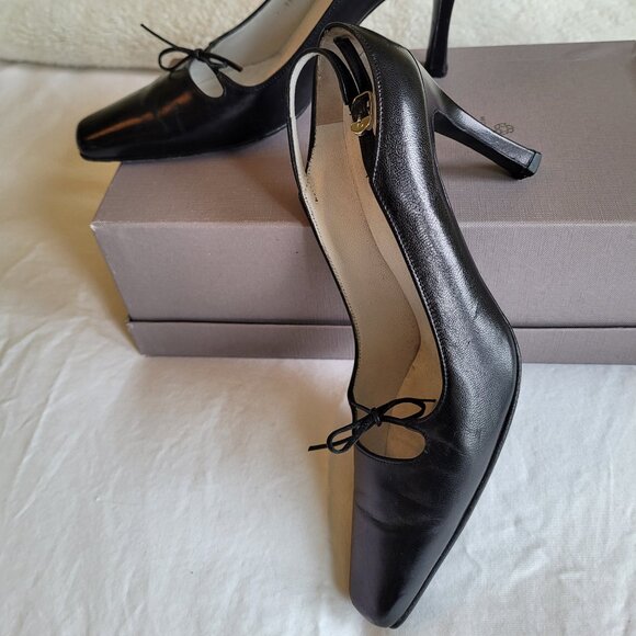 Vintage Charles Jourdan black leather heeled shoes, size 6B - Picture 3 of 6